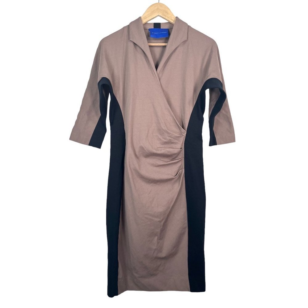 Winser London Grace Miracle Dress tan black‎ tone sz 10